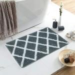 Enyra Bath Mat Anti-Slip Hot Melt Backing Checked Design Microfiber Bath Mat - 37x57 CM, Floor Mat for Bathroom/Bedroom/Kitchen/Door - Pack of 2 Piece - Grey