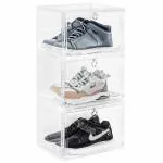 ABOUT SPACE Shoe Boxes - 3 Pc Sneaker Box Crates | DIY Shoes Storage Box for Men, Women, Display Shoe Rack for Sneakers, Flats, Flip-flops, Loafers, Heels & Wedges Shoe Case (L 33 x B 27 x H 21 cm)