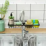 Honexa 2 Pcs Soap Sponge Sink Caddy Dish Holder Drainer Rack for Kitchen Bathroom Tap - Metal,22 X 10 X 7 CM, Black