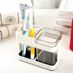 Poloman 1 Cup Toothbrush Toothpaste Stand Holder Bathroom Storage Organizer, Plastic