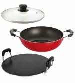Nirlon 3 pcs of Red Non-stick Aluminium Dishwasher Safe Kitchenware Cooking Utensil Combo Set