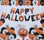 Jagmag Black, White, Orange Halloween Balloons Garland Arch Kit, Halloween Party Decorations Set With Halloween Banner Foil Balloon Garland, Pumpkin Balloon, Printed Ghost Balloon, Decoration