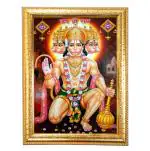 Hawai Panchamukhi Hanuman Wall Hanging Designer Photo Frame for Home Office Business Place 36x26cm SFDI242GLDFRM