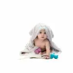 A Baby Cherry Grey Organic Cotton Bamboo Hooded Baby Towel 500 GSM