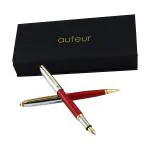 Auteur Focus Red Brass Blue Ink Fountain Ink Pen & Roller Ball Pen (Pack Of 2)