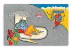 Tamatina Multicolor Unframed Vishnu Darbar Classic Indian Miniature Art Canvas Painting - 24X16 Inch