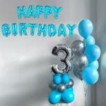 SPECIALYOU.IN Happy birthday decoration items for boy 3 years blue & silver chrome balloons for decoration happy birthday foil balloon No.3 foil balloon blue party decorations items -24pcs