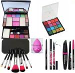BUYTYA 3 in 1 Black Smudge Proof Kajal, Eyeliner with Makeup Kit and Eye Shadow Palette (Set of 9)