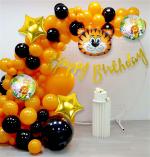 SPECIALYOU.IN Tiger Theme Birthday Decoration items kit for Boys, Jungle Theme Birthday Decoration with Animal Foil Balloon Set, Orange & Black Balloons for Decoration 44pcs