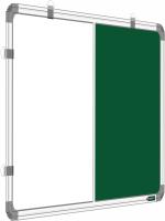 YAJNAS 2 X 3 Feet Premium Combination Board (Non-Magnetic Whiteboard With Green ChalkBoard) For Home, Office And School. Heavy-Duty Aluminium Frame (Pack Of 1 Combination Board)| Color - White & Green White, Green board (60 cm x 90 cm)