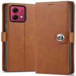Fastship Motorola Moto G84 5G Flip Cover | Full Protection |Back TPU Wallet Stylish Button Magnetic Book Cover Leather Flip Case for Motorola G84 5G - Executive Brown
