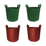 GARDECO Geo Fabric 400 GSM Breathable Maroon/Green Grow Bags for Terrace Gardening (10X10 inch) Pack of 4