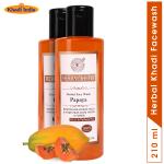 Herbal Khadi Papaya 100% Natural Herbal Facewash Glowing Skin 420 ml (Pack of 2)
