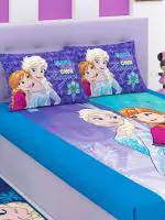 Athom Living Frozen Digital Printed Cotton Kids Double Bedsheet 270x270 cm with 2 Pillow Cover