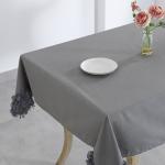 Ratan Cart 100% Cotton Solid Table cover/Table Cloth 4 Seater Grey/Charcole 50