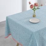 Ratan Cart 100% Cotton Geo Jaal With Border Printed Table cover/Table Cloth 4 Seater Blue 60