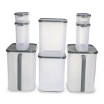 KOLORR Modular Plastic Containers Set For Kitchen Storage Combo, Set Of 8 (500ml x 2 / 1700ml x 2 / 5500ml x 2 / 9000ml x 2) | Dry Food Organizer | Air Tight Grocery Jar/Container with Scoop