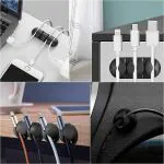 SCHOLAZSCable Holder Clips Multipurpose Silicone Cable Cord Organizer for Home and Office | Silicone Desk Self-Adhesive Cord Wire Holders