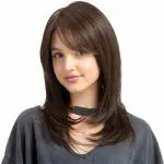 YOFAMA Medium Hair Wig Black Synthetic Fiber Women