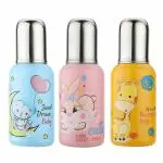 TRIBBO INDICRAFT Stainless Steel Baby Feeding Bottle for Milk and Drinks with Silicon Nipple(300 ML) for One Month Baby and Above, No Leakage No Plastic BPA Free Bottle(Multicolour)(Pack of 1)
