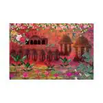 SHASWAT ART Multicolored Nature Scenery with Flowers Painting Sparkle Coated Self Adhesive Wallpaper Without Frame Digital Reprint 24 inch x 36 inch Painting