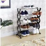 5 Layer Fold-able Shoe Racks for Home & Office, Plastic Stackable and Durable, Easy to Assemble, Space Saving Shoe Rack, Unbreakable Plastic Shoe Rack (Black, 5 Shelves, (Do-It-Yourself))