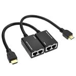 AdzMozi New HDMI Extender by cat5e, Over RJ45 CAT5e CAT6 UTP LAN Ethernet HDMI Compatible Extender Repeater 1080P 3D, 30m