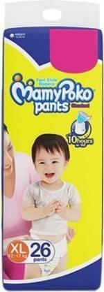 MamyPoko Pants Standard Diapers - XL Size (26 Pieces) | Pants Standard Diapers, Extra Large Size ( 12 - 17 kg), Pack of 26 - XL (26 Pieces)