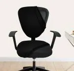 HOTKEI 2 Piece Black Office Chair Cover Stretchable Solid Elastic Removable Washable Cover Office Computer Desk Executive Rotating Chair Seat Covers Slipcover Protector Pack of 1