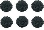Hippity Hop Paper Black Paper Puff Ball (Pack Of 6)