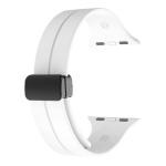RUPELIK (49mm Silicone Megnatic Lock Strap White) Soft Silicone iWatch Strap Band Compatible with Apple Watch Ultra 49mm 45mm 44mm 42mm Magnetic Clasp Adjustable Strap For iWatch Series 8 7 6 5 4 3 2 1 SE SE 2nd Gen(White)