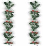 CVANU 5 cm Green Autumn Leaves Branch With Flowers Wall Sticker To Increase Charm Of Your Wall Self Adhesive Sticker (Pack of 2)