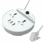Portronics Power BUN, a Surge Protector with 3 USB Charging Ports Plus a Phone Docking Station White