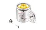 Ebun Stainless Steel Laser Designed Ghee Pot | Stainless Steel Ghee Container for Kitchen | Premium Oil Container with Lid for Pooja Items 1000 Ml 1 Piece