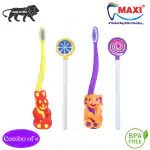 MAXI Oral Care Combo of 4-(2 Kids) Bingo Junior Toothbrush & (2 TC) Lollipop Tongue Cleaner