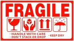 Blackdreams Red, Yellow Fragile Keep Dry This Side Up Upwards Pressure Label - 4 X 6 Inch (Pack Of 500)
