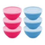 Jaycee Microwave Safe And BPA Free Multicolor Virgin Plastic Multipurpose Bowl With Lid - 300 Ml (Pack Of 6)