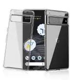 Golden Sand for Google Pixel 7 Pro, Google Pixel 7 Pro 5G Back Case - Ice Crystal Hybrid, Yellow Resistant Coating, Shockproof Back Cover, Transparent PC Military Grade TPU, Black Clear