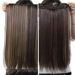 Navmav Hair Extension For Girls 5Clip Straight Stylish Hair Wig Nakli Baal 18Inch 1Pcs
