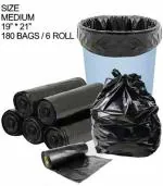 Hetopeto Black 180 Pcs garbage bags Plastic Bio-degradable Medium Garbage Bags 19 inch x 21 inch Drawstring Anti-drip Trash Waste Basket Bag for Kitchen Office Warehouse Pantry | Dustbin Bags | Trash Bags | Garbage (Pack of 6) (180 bags)