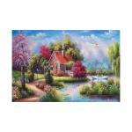 SHASWAT ART Beautiful Natural Scenery View Painting Sparkle Coated Self Adhesive Wallpaper Without Frame Digital Reprint 24 inch x 36 inch Painting