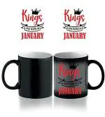 AKP Sublimation Kings Are Born in January Multicolor Ceramic Magic Mug 325 ml