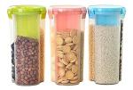 Mungat Multicolor Plastic 3 in 1 Lock Food Storage Airtight Container Jar for Cereals, 1500 ml Fridge Container (Pack of 3)