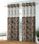 EISMOURAH 184 cm (6 ft) Polyester Room Darkening Shower Curtain (Pack Of 2) (Printed, Brown)