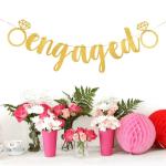 Festiko Engagement Party Decorations, Extra, Large Engaged Banner, Bridal Shower Sign, Bachelorette Party Favors, Bride To Be Engagement Banner Decor (Gold)