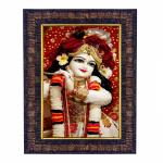 Hawai Shree Krishna Photo with Synthetic Wood Frame for Home, Office, Café and Restaurant Décor | Size- 36x26x2cm | SFDI00614_BLK