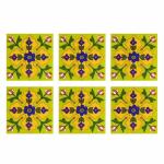 Shiv Kripa Blue Pottery Multicolor Ceramic Decorative Wall Tiles, 4 X 4 inch(Pack of 6)
