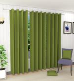 Decorvilla Mehndi Green Solid Faux Silk Blackout Long Door Curtains - 8 Ft (Pack Of 2)