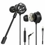 CLAW G13 Triple Driver Wired Gaming Earphones with Dual Microphone and 3D Stereo Sound for Mobile Phones, Tablets, PC, Laptop, PS4, Xbox, Switch (Black)