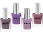 JUICE ONE COAT NAIL PAINT COMBO SOFT LILAC - 02, REDWOOD - 03, NUDE CHESTNUT - 05, PURPLE FAITH - 68 LONG LASTING 11ML EACH PACK OF 4
